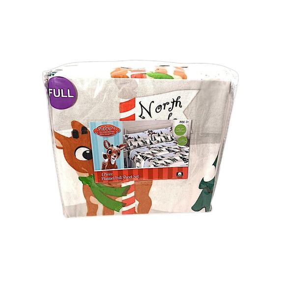 Rudolph The Red Nosed Reindeer FULL Flannel Sheet Set 100% Cotton New Christmas - Picture 4 of 14